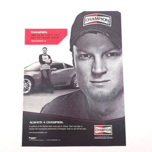 CHAMPION Advertising Print Ad Dale Jr Corvette Promo Garage Wall Art 2007 NASCAR